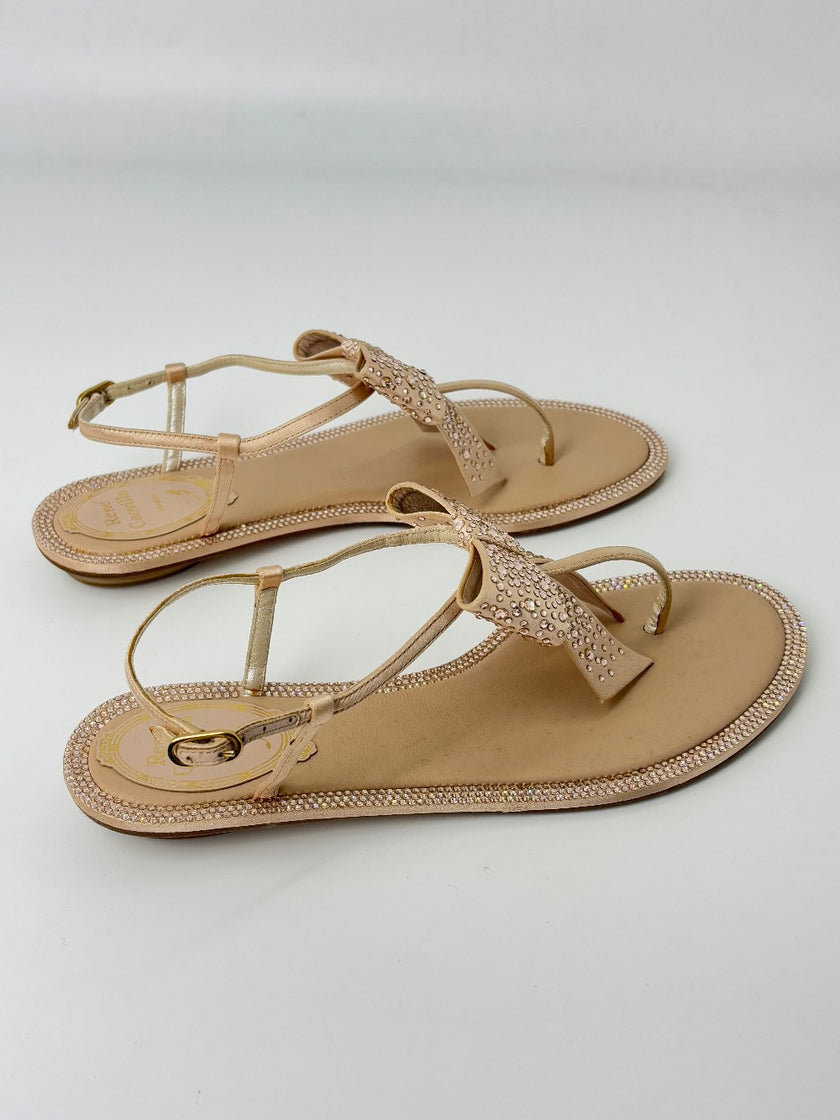 Brand New. Rene Caovilla Thongs Beige. 36.5|7401