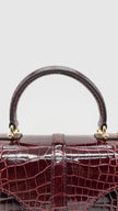Unused. Joseph Duclos Diane Bag Burgundy Croc GHW|13143