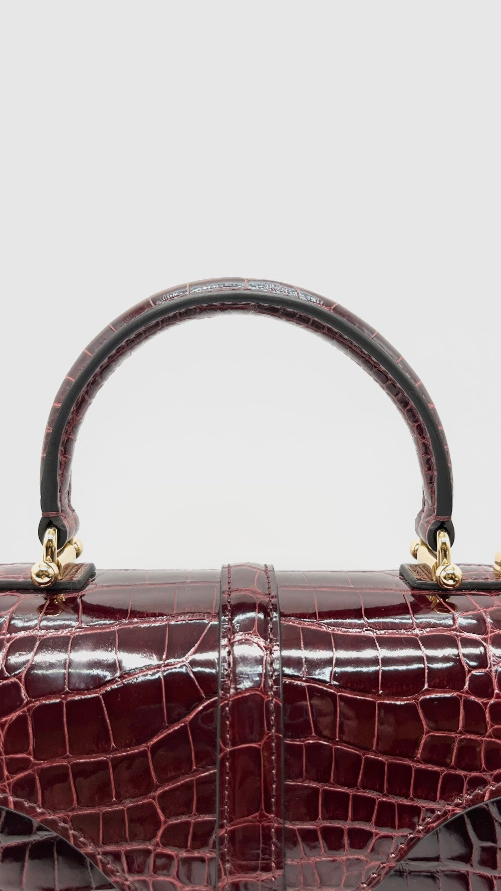Unused. Joseph Duclos Diane Bag Burgundy Croc GHW|13143