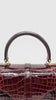 Unused. Joseph Duclos Diane Bag Burgundy Croc GHW|13143