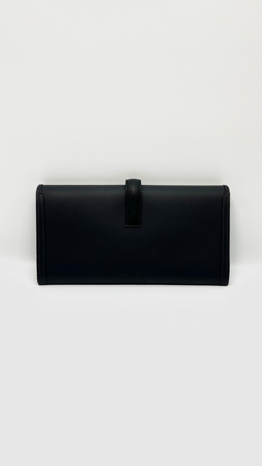 Brand New. Hermes Jige Clutch Blue Nuit/Black. WBY716BD|11922