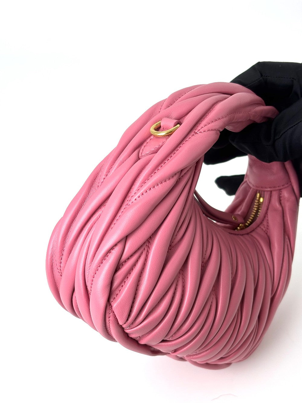 Like New. Miu Miu Wander Matelasse Hobo Bag Pink GHW|6041