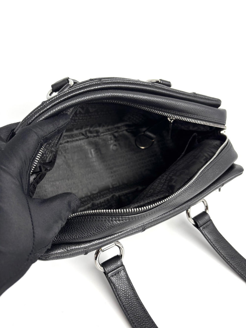 Preowned. Chanel Square Stitch Bowling Bag Black. 9701924|4056