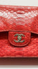 Preowned. Chanel Double Flap Jumbo Red Phyton GHW. 19198219|9858