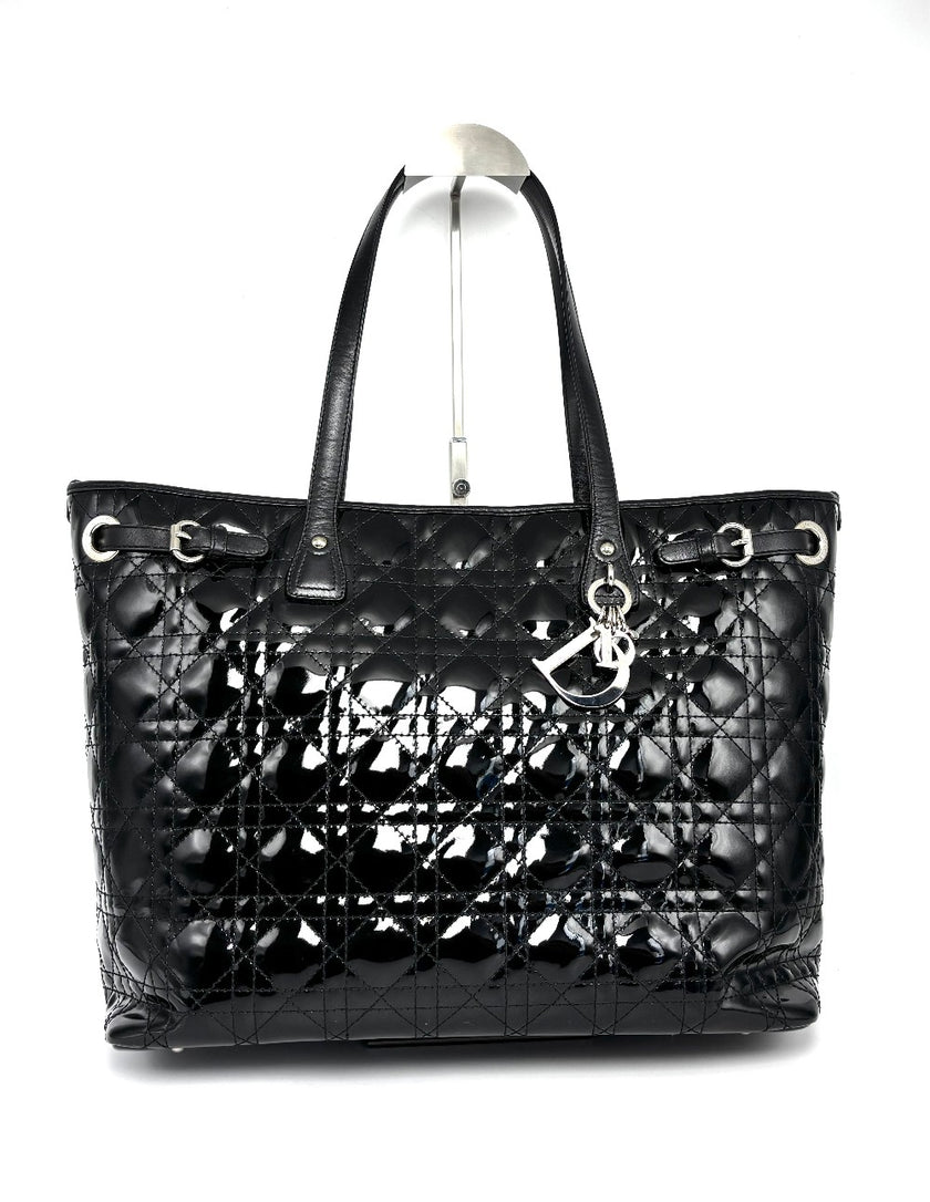[SALE] Preowned. Dior Panarea Cannage Tote Patent SHW. 01BO0190|11175