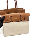 Like New. Hermes 3 in 1 Birkin 30 Fauve Barenia Faubourg and Toile GHW. UAS791NF|17453