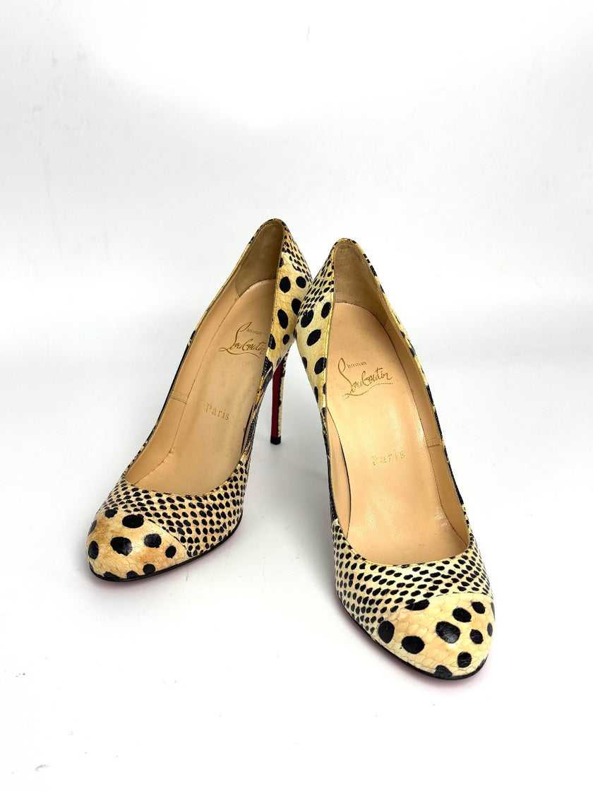 Preowned. Louboutin Heel Snake/Phyton. 37|11033