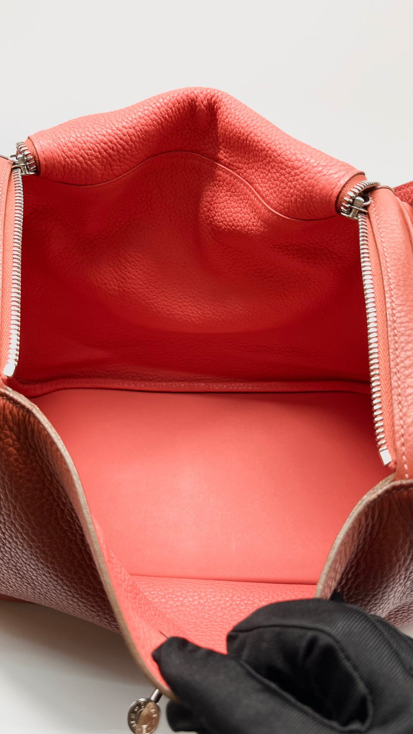 Preowned. Hermes Lindy 30 Crevette Clemence PHW. R 00191|13358
