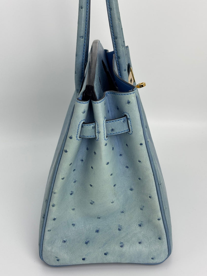 Preowned. Hermes Birkin 30 Ostrich Blue Paradis. DSA963NB|3438