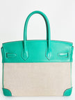 Preowned. Hermes Birkin 30 Toile Lagoon. L26C|3695