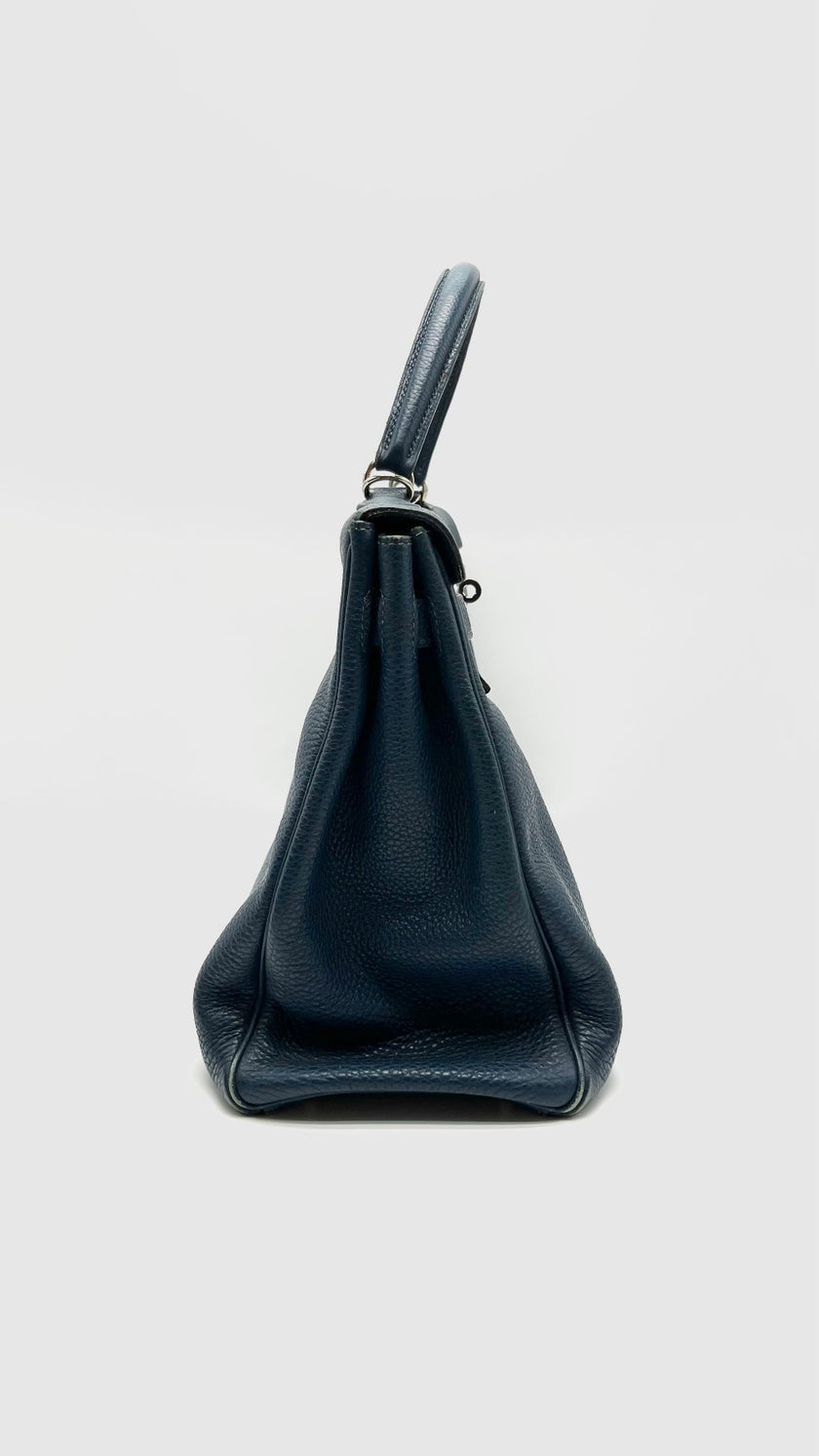 Preowned. Hermes Kelly 35 Blue Marine Togo PHW. N32|16155