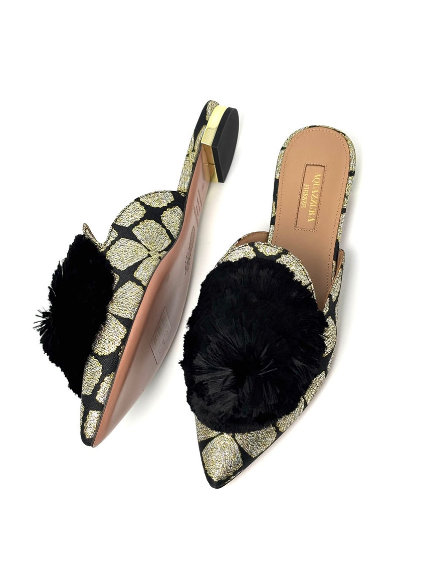 Brand New. Aquazurra Slip On Gold/Black. 36|8984