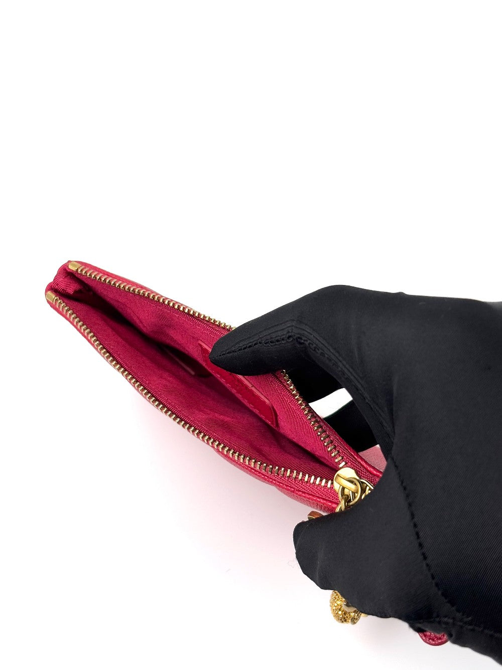 Like New. Chanel Zip Coinpurse Chevron Pink|6671