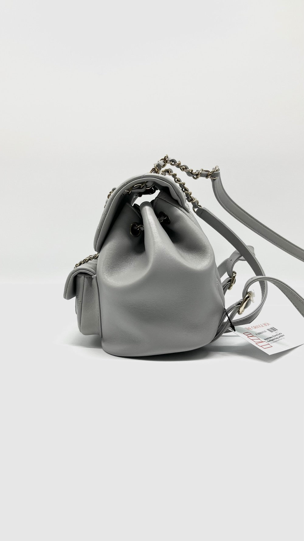 Brand New. Chanel Duma Backpack Gray Lambskin GHW. XX14TUKS|7862