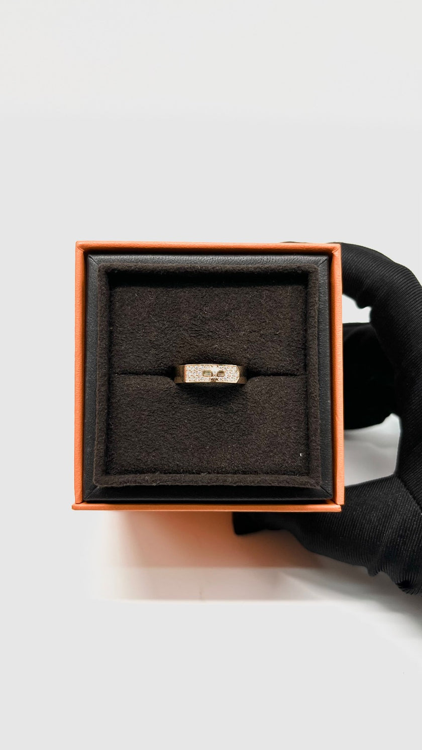 Brand New. Hermes Kelly Ring With Diamonds Rosegold Size 52. 23A33682|9339