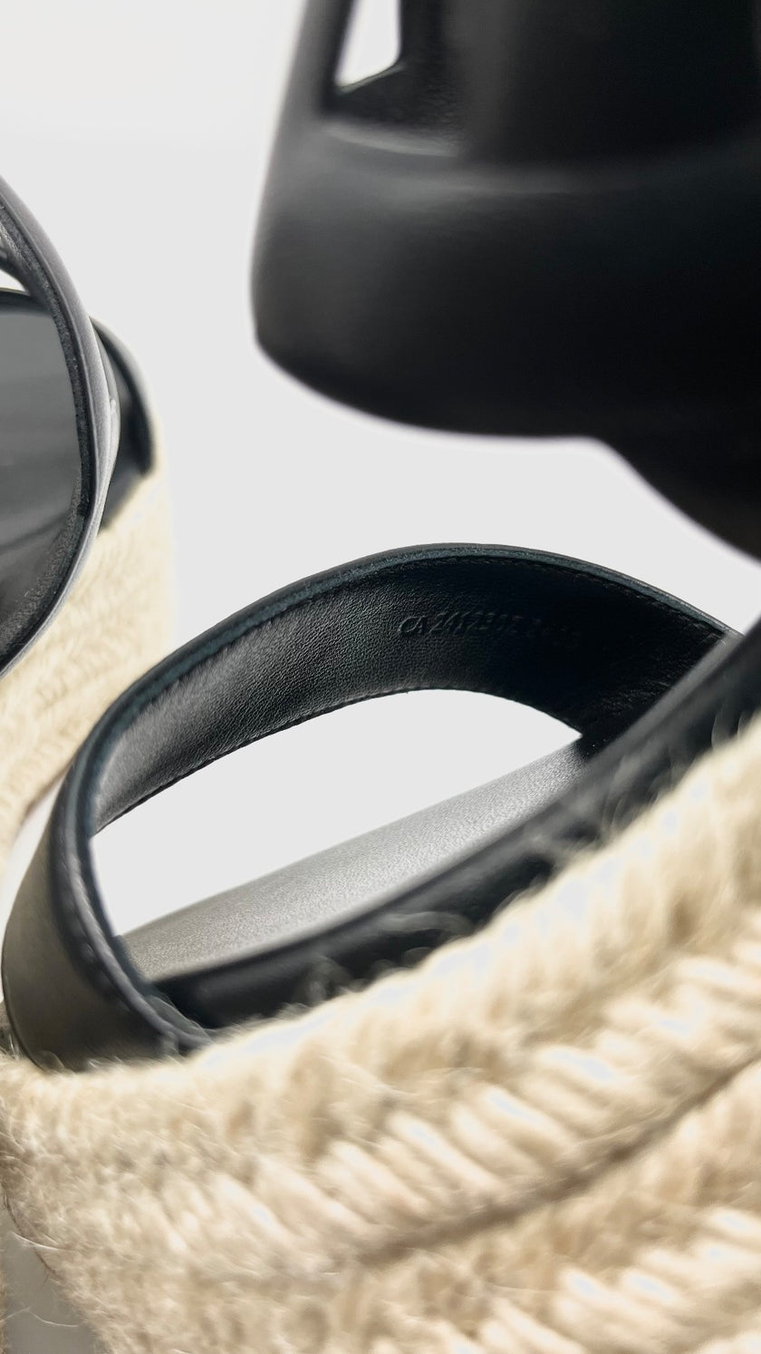 Brand New. Hermes Ithea 30 Espadrilles Black. 38|10419