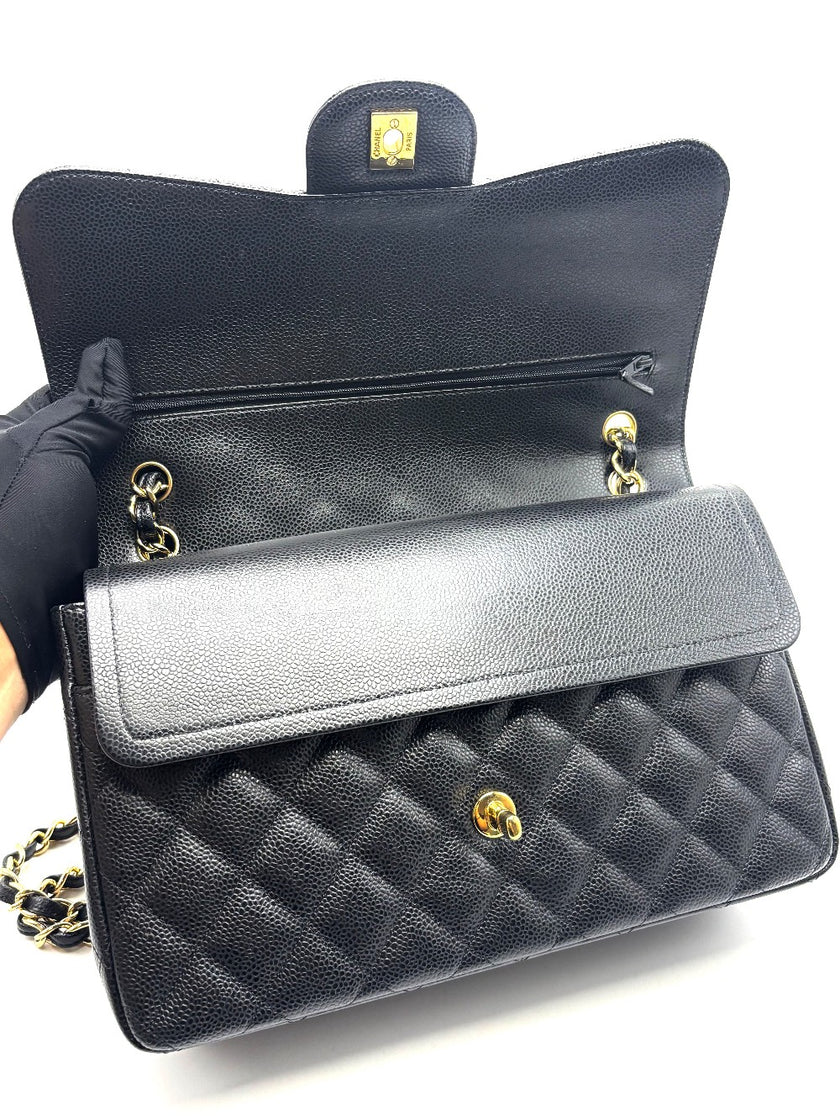 Preowned. Chanel Jumbo Double Flap Caviar Black GHW. 28375805|17131