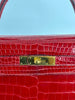 Preowned. Hermes Kelly 28 Rouge Cerise Porosus Crocodile GHW. circle Z|3394
