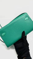 Preowned. Hermes Kelly To Go Menthe Alligator Epsom PHW. UNN003IA|12996