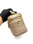Preowned. Dior Diortravel Vanity Lambskin 45M Warm Taupe GHW. 23-BO-0221|17662