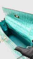Like New. Hermes Kelly 32 Blue Lagoon Missippiensis Alligator GHW. API125MZ|15265