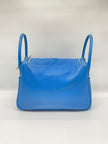 Preowned. Hermes Lindy 30 Blue Hydra Evercolor PHW. TAS011IG|9114
