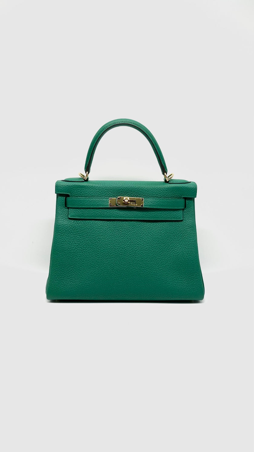 Like New. Hermes Kelly 28 Vert Vertigo Togo GHW. CGN312MU|14153