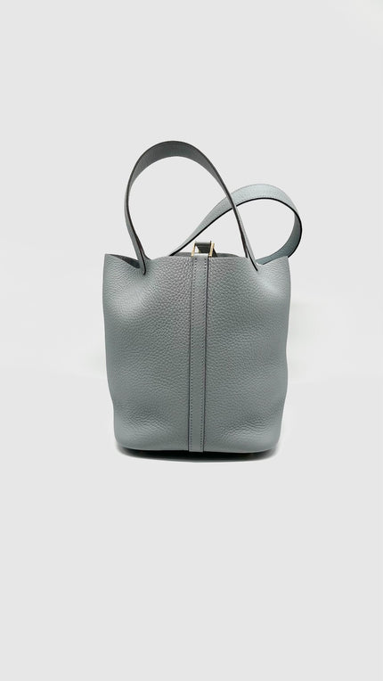 Brand New. Hermes Picotin 22 Gris Pantin Clemence GHW. KMZ004MM|14235