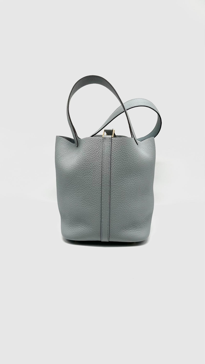 Brand New. Hermes Picotin 22 Gris Pantin Clemence GHW. KMZ004MM|14235