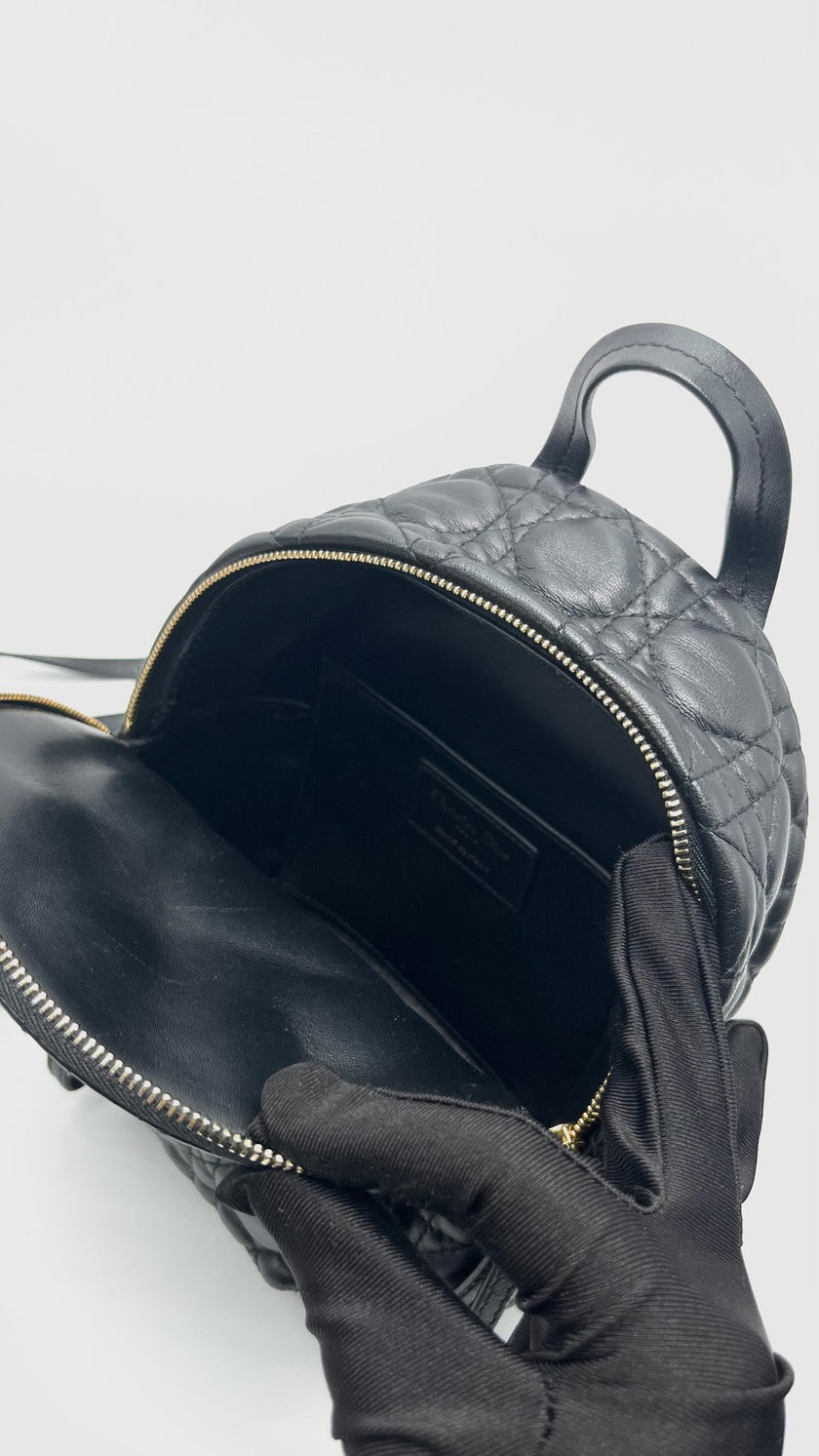 Preowned. Dior Cannage Backpack Mini Black Lambskin GHW. 62MA0251|16738