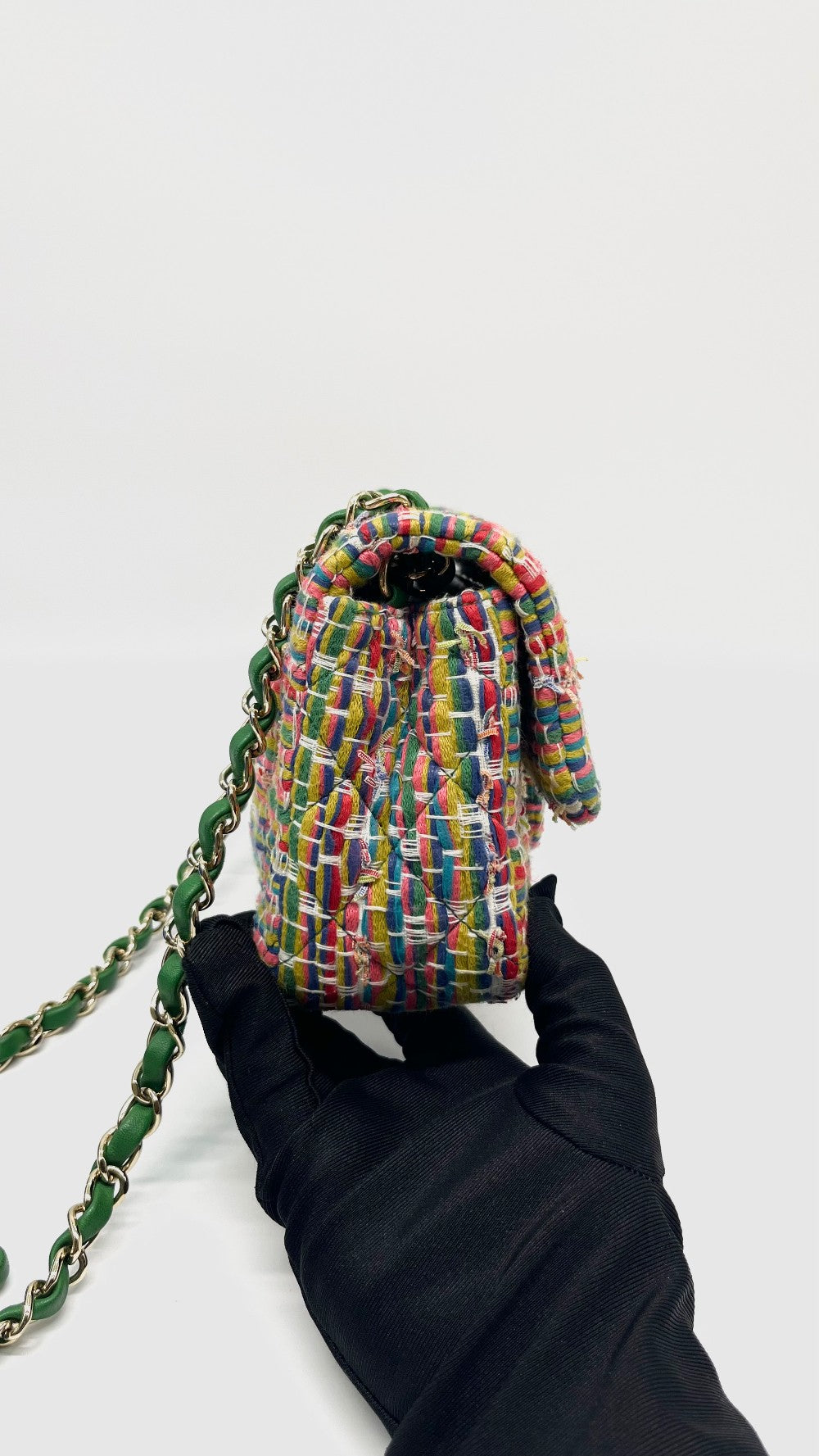 Preowned. Chanel Mini Rectangular Multicolor Tweed Flap. 22148773|13914