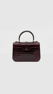 Unused. Joseph Duclos Diane Bag Burgundy Croc GHW|13144