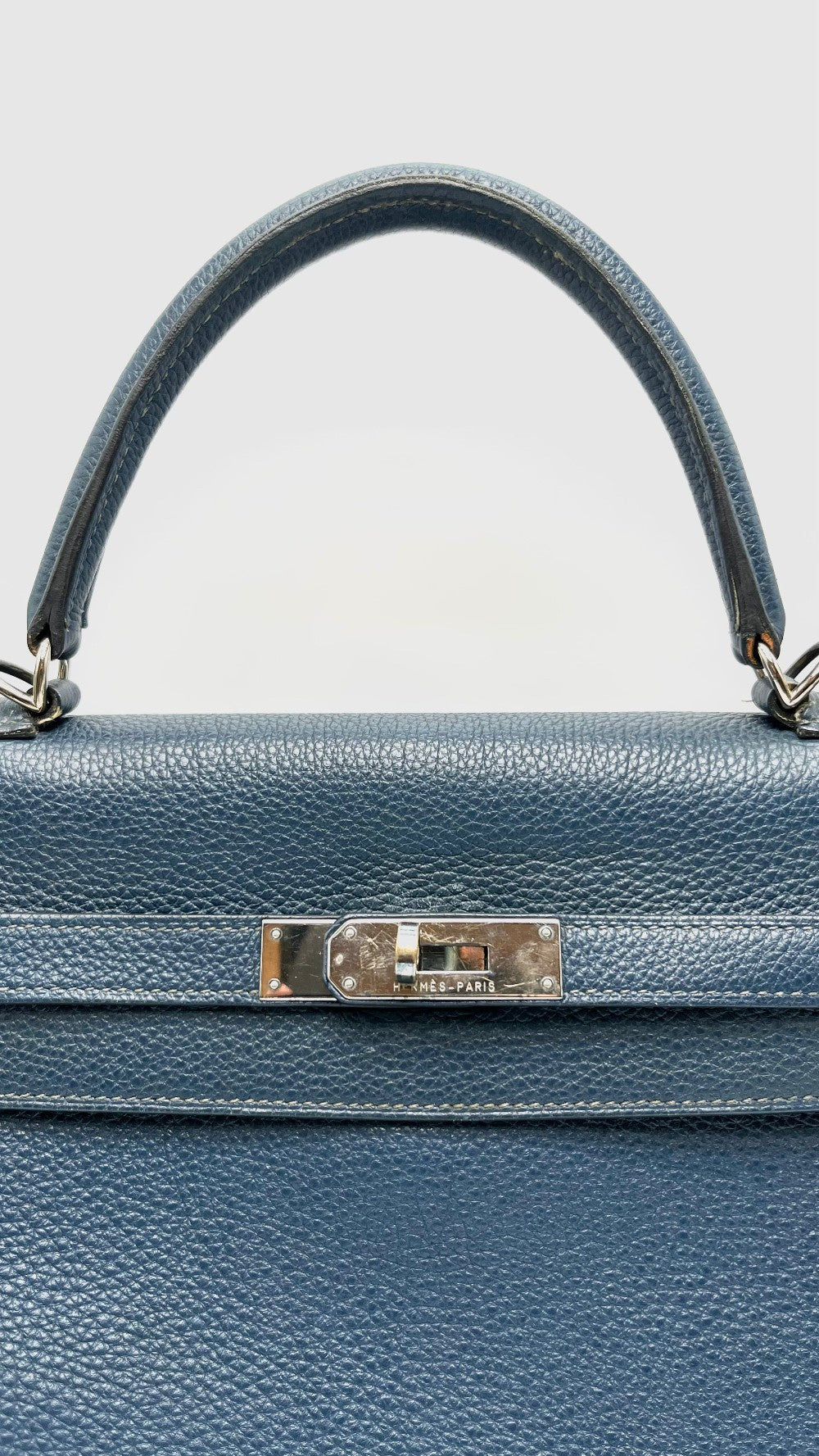 Preowned. Hermes Kelly 35 Blue Marine Togo PHW. N32|16153