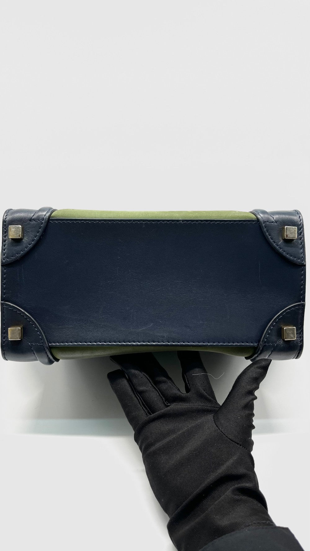 Preowned. Celine Luggage Micro Tricolor Green/Blue/Gray|12094