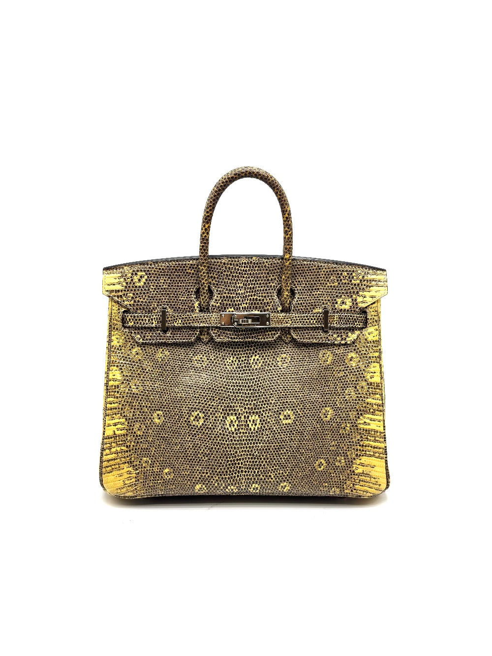 Preowned. Hermes Birkin 25 Lizard Ombre PHW. Square K|17463