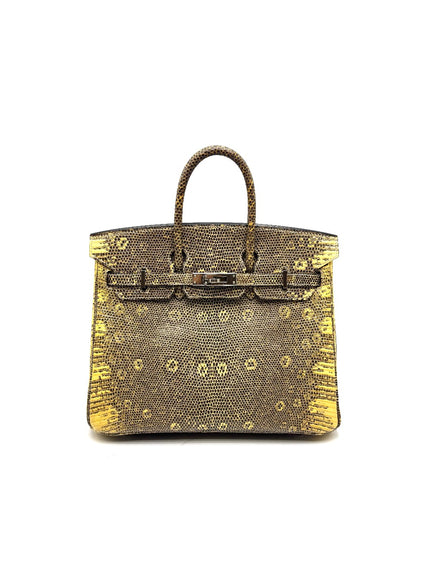 Preowned. Hermes Birkin 25 Lizard Ombre PHW. Square K|17463