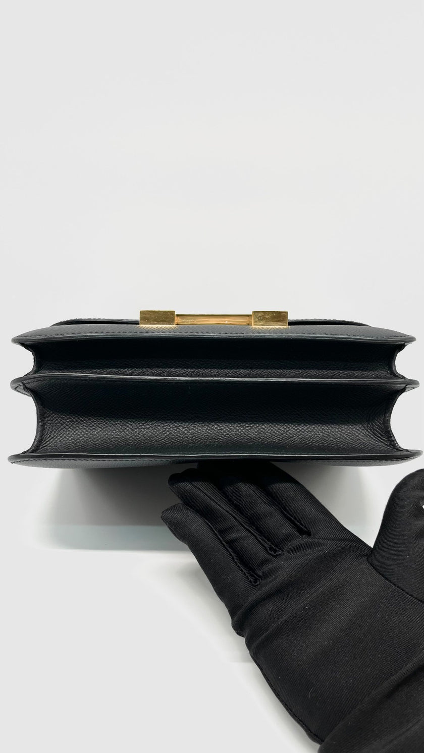 Like New. Hermes Constance 24 Black Epsom GHW. DHT137AX|14504
