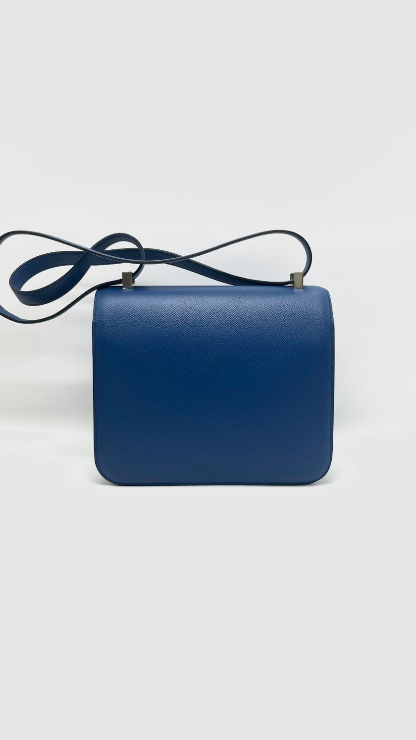 Preowned. Hermes Constance 24 Bleu Agate/Gris Mouette Epsom PHW. ASA692IB|16657