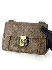 Preowned. Chloe Weaving Elsie Taupe Flap GHW|5990