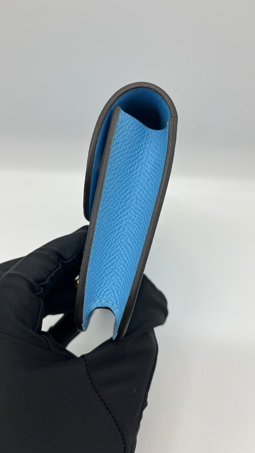 Brand New.Hermes Constance Slim Wallet Celeste GHW. BTY007BD|5399