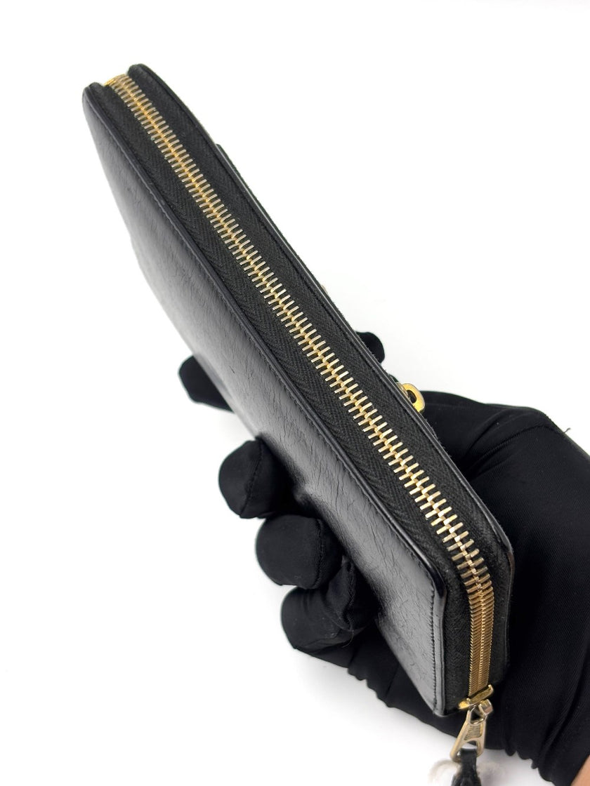 Preowned. Balenciaga Zip Long Wallet Black|7027