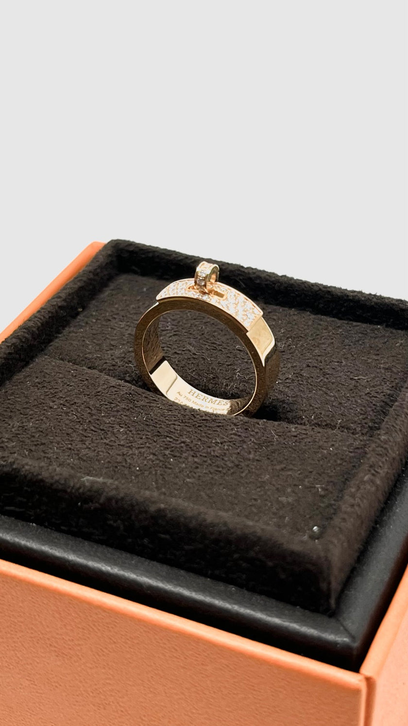 Brand New. Hermes Kelly Ring With Diamonds Rosegold Size 52. 23A33682|9342