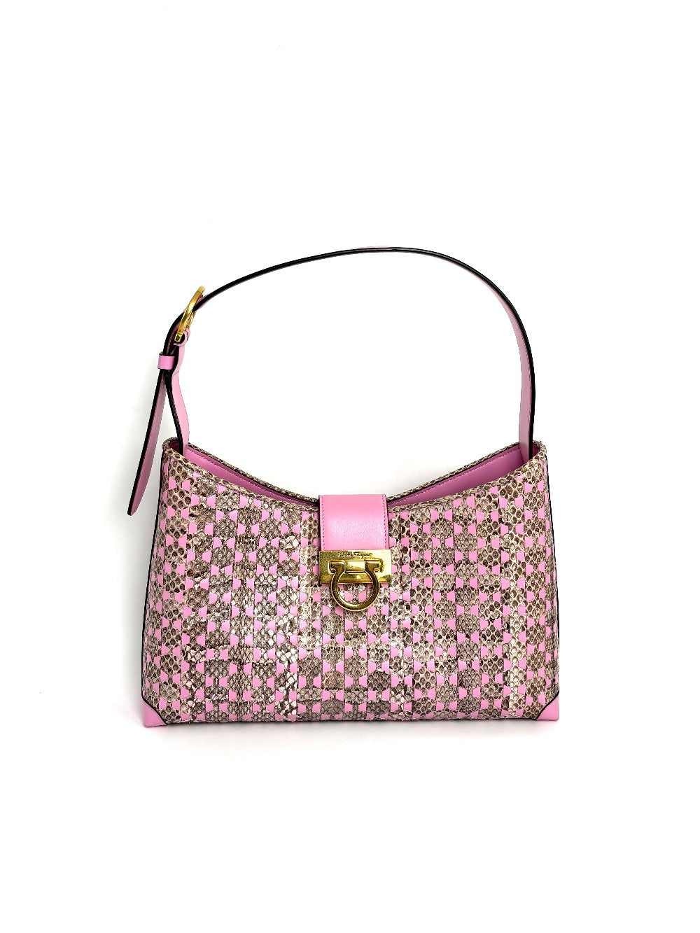Brand New. Ferragamo Hobo Pink Snakeskin. EZ211462|11935