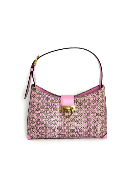 Brand New. Ferragamo Hobo Pink Snakeskin. EZ211462|11935