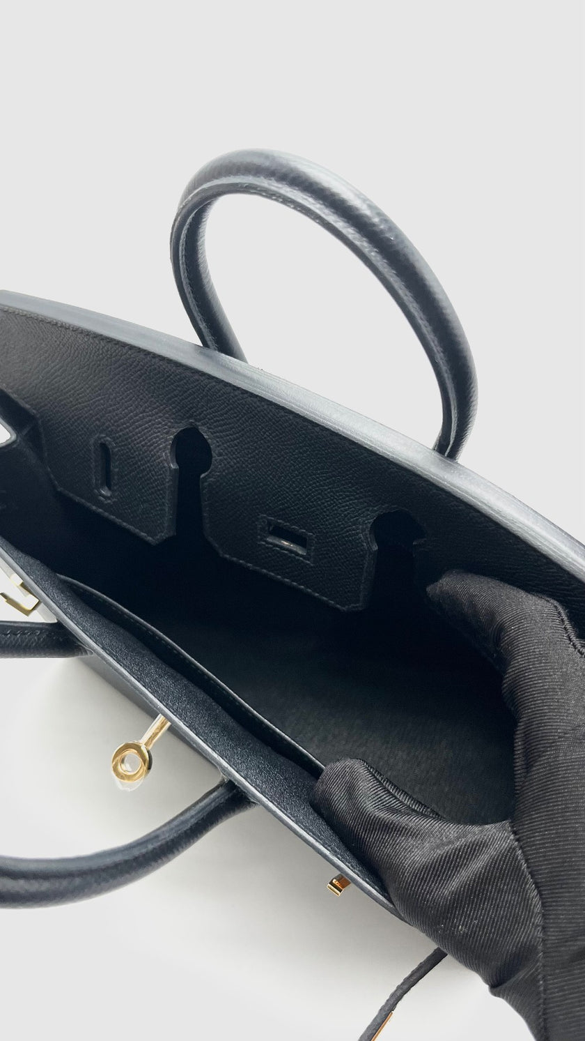 Like New. Hermes Birkin 25 Sellier Black Epsom GHW. UHT494ID|16634