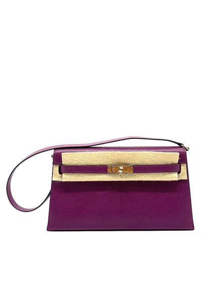 Brand New. Hermes Kelly Elan Anemone Evercolor GHW. WGN634AO|8827