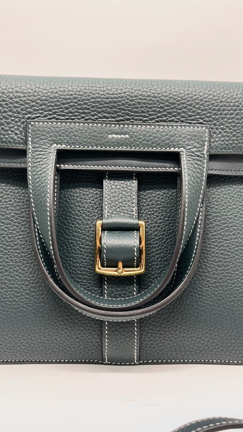 Brand New. Hermes Halzan 31 Togo Vert Bosphore GHW. CBT011TD|11427