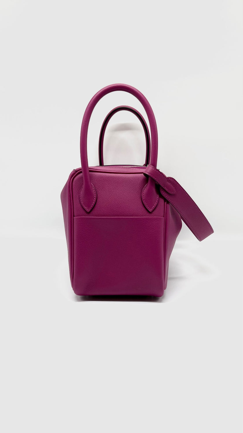 Like New. Hermes Lindy 26 Rose Poupre Evercolor PHW. ANN009BC|5235