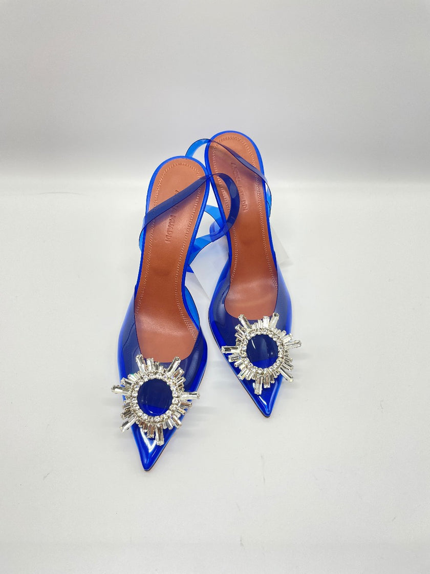 Brand New. Amina Muaddi Begum Heel Blue. 37|10022