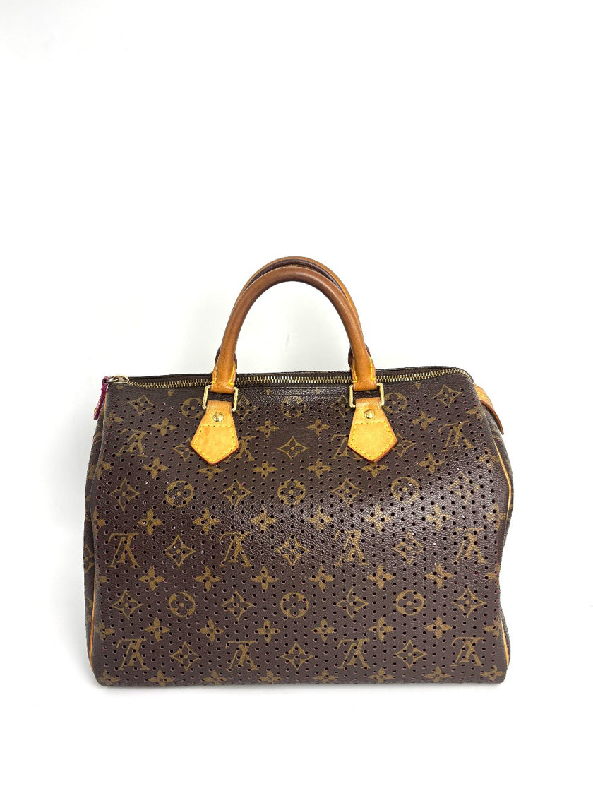Preowned. LV Speedy 30 Monogram/Fuchsia Perforated. SP0038|12970